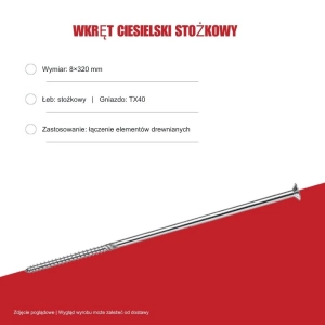 Wkręty konstrukcyjne B.PRO stożkowe 8x320 TX40 50szt